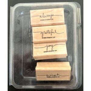 Stampin Up! SMALL SCRIPT Wood-Mounted Rubber Stamps Set 4 Pcs
